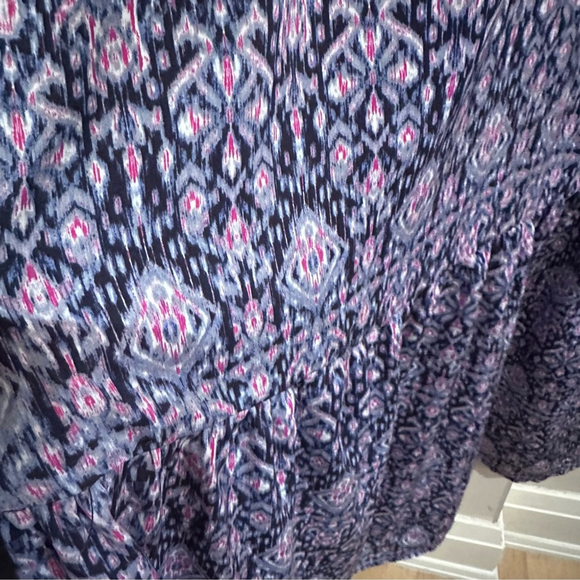Banana Republic Midi Tiered Dress Ikat Print Positano Blue Boho Flowy Medium - Picture 6 of 9